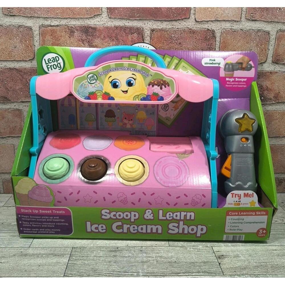 Leap Frog Scoop & Learn Ice Cream Shop with Cones Popsicles Scoops 27 Pieces NIB